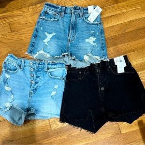 Abercrombie High Rise Jean Shorts - Bundle of 3!